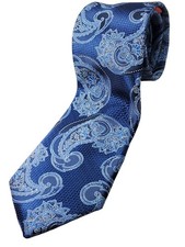 BRAND Q 100 Microfiber Skinny Tie Men's Navy Blue Paisley Necktie NEW