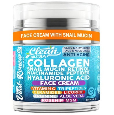 Snail Mucin Collagen Face Cream - Anti Aging Moisturizer with Retinol Niacinamid
