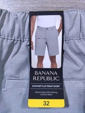 Banana Republic Shorts Adult 32 Gray Comfort Flat Front Shorts Mens