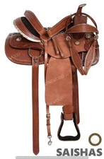 Western Barrel Leather Horse Saddle Full Tack Set. Size-10"-18" inch