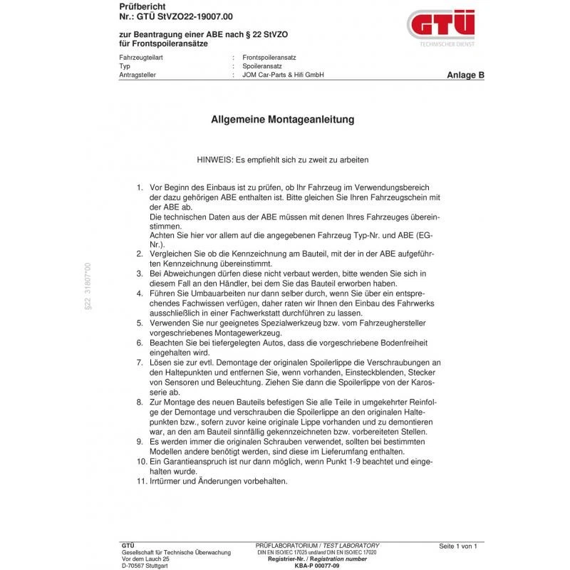 Front Spoiler Lippe schwarz glänzend ABE passend für Stoßstange BMW 3er F30 F31 - Bild 4 von 4