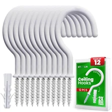 Etoolia 12 Pcs Ceiling Hooks for Hanging Plants - 2.9 inches Plant Hooks Heavy