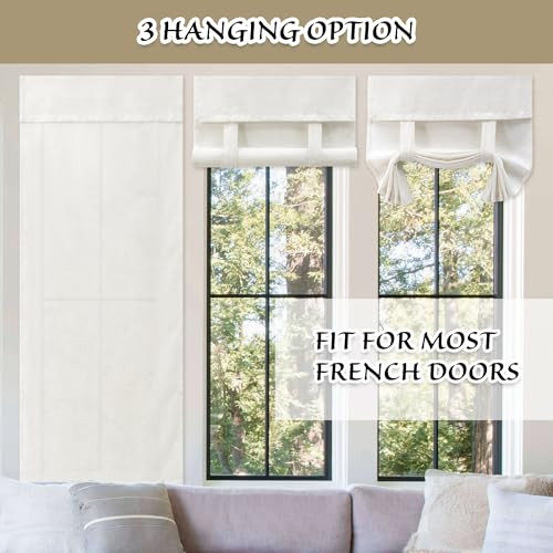 Linen French Door Curtain Sheer Blinds for Door Window Light Filtering Tie up - Picture 4 of 6