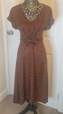 Sonder Studio Animal Print Brown Satin Party Evening Occasions Dress Size 10