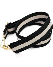 Black Beige Strap for Purses/Bags - Adjustable Crossbody Length 77cm To 144cm