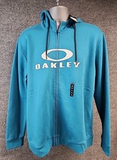 Oakley Men's Bark FZ Hoodie 2.0 Full Zip Sweatshirt Jacket Aurora Blue XL - NEW 
