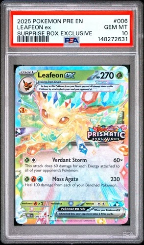 2025 POKEMON PRE EN-PRISMATIC EVOLUTIONS #006 LEAFEON EX PSA 10