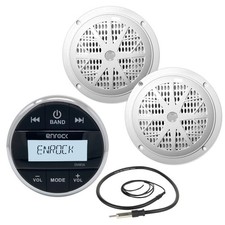 EM856 Round Marine AM FM Bluetooth Radio, 6.5" 120W Marine Speakers  Antenna