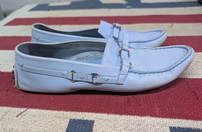 TOD´S GOMMINO Sky BLUE Leather GOMMINO LOAFERS DRIVING SHOES SIZE 10 Buckle 