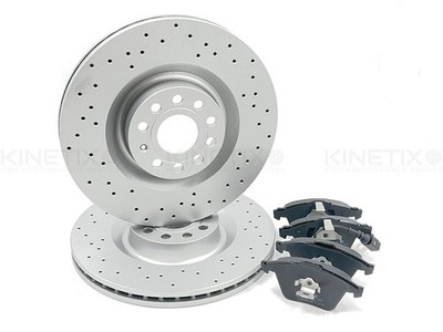 FÜR VW GOLF R32 MK5 CROSS GELOCHT PERFORMANCE BREMSSCHEIBEN BELÄGE VORNE 345mm