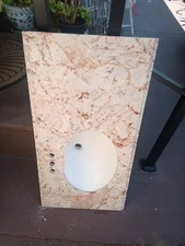 Single Oval Basin Vanity Top in Alterra Brown Design with White Basin