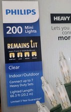Phillips 200 Mini Lights Heavy Duty Twinkling Clear Bulbs green wire 66 FT