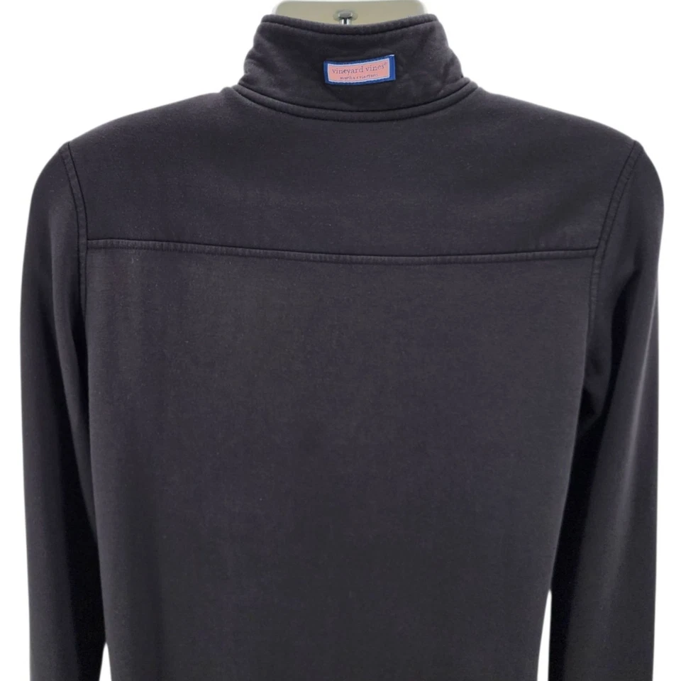 Vineyard Vines Para Hombres Sudadera Mediana Camisa Oveja 1/4 Cremallera Negra Manga Larga Foto 4 de 4