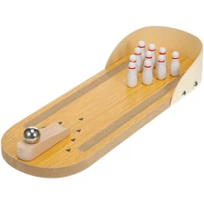  Wooden Mini Bowling Game Set Tabletop Bowling Toy Interactive Desktop Game