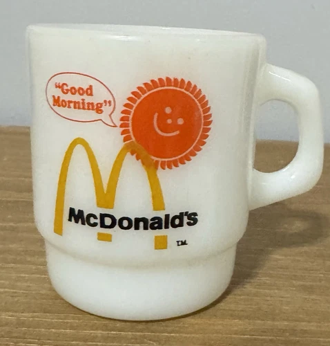 Vintage McDONALD'S Milk Glass Mug White Anchor Hocking Fire King Coffee Cup USA