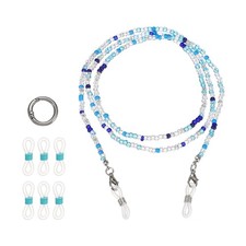 Stylish Eyeglasses Chain for Woman with Anti-slip Loops, Clear Blue Silver