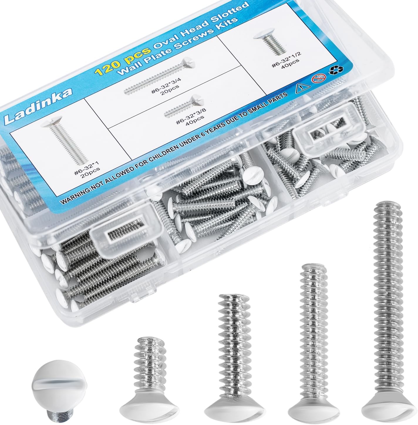 Screws Kit - #6-32 Thread Outlet Cover & Switch White