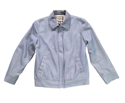 Lafayette 148 Wool USA made Zip-Up Collared Jacket Light Blue Petite 2 A008517