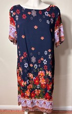 Shein Curve Womens Navy Floral Midi Dress Size XL
