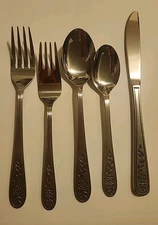 STAINLESS STEEL JAPAN FLATWARE  49 PC  Similar To Stanley Roberts Floral Trellis