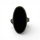 VINTAGE STERLING SILVER BLACK ONYX RING ~ SIGNED: BEAU-STERLING ~ SIZE 4.5