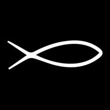 Christian Jesus Fish Vinyl Decal - White 6 Inch