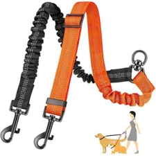 2 in 1 Double Dog Leash Adjustable Strap 360°Swivel Two Dog Traction Leash Nylon