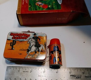 Hallmark Keepsake Ornament Hopalong Cassidy Lunch Box and thermos Pressed tin