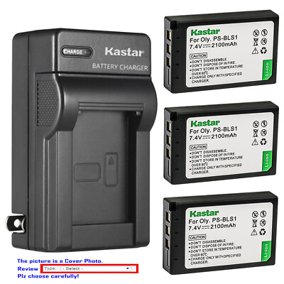 Kastar Battery AC Wall Charger for Olympus BLS-1 PS-BLS1 & Olympus E-PL1 Camera