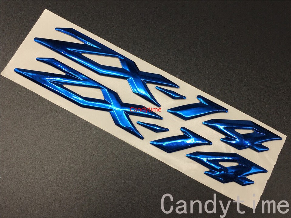 Blue Fairing Fuel Tank Badge Emblem Decals For Ninja ZX-14 – Set Of 2