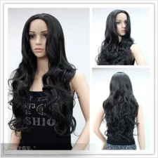 Ladies Black Wig Long Curly Synthetic Wig Women Brown Wig Hair Party Wig