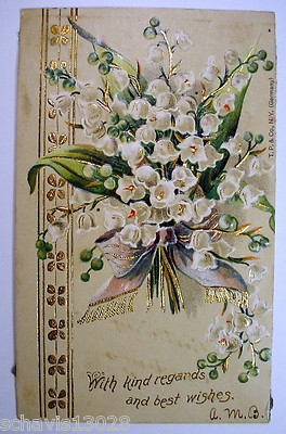 Snowbells With kind regards and Best Wishes Germany 1907 Vintage Postcard 922