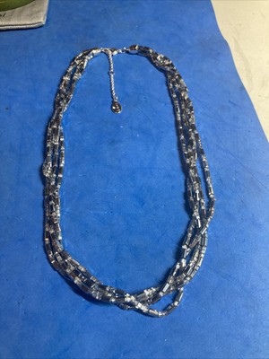 Loft 14-16  Silver Tone Crystal Metallic Multilayer Necklace B132