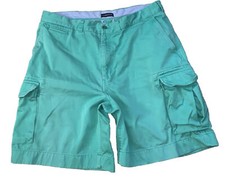 Lands End Mens Shorts Canvas Cargo Pockets Bright Green size 40