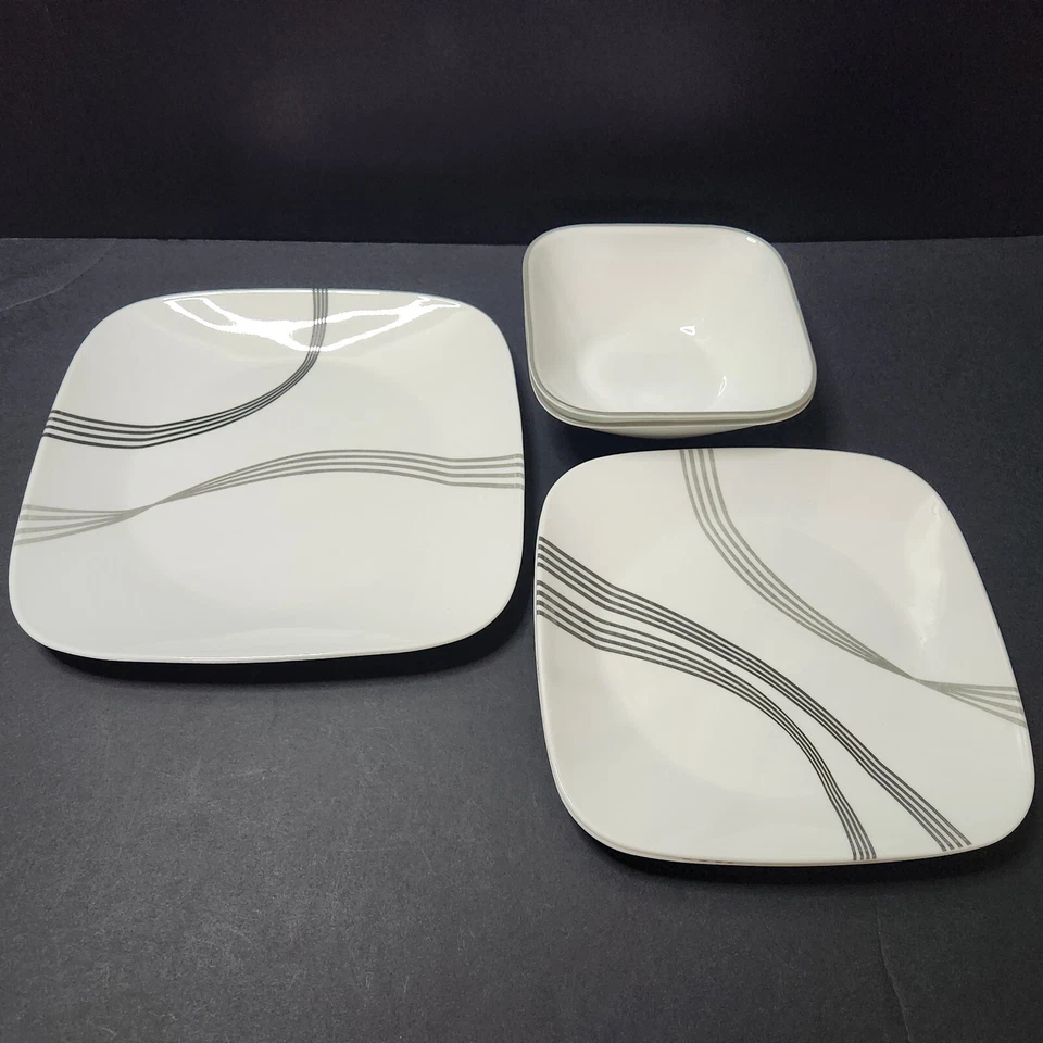 Corelle Dinnerware URBAN ARC 1 Dinner Plate 2 Luncheon Plates 2 Bowls Lot of 5 - Image 2 of 4