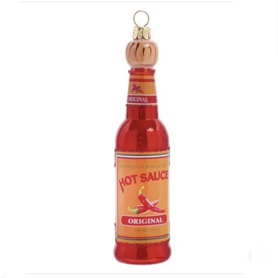 Hot Sauce cholula Style Glass Ornament Spicy Pepper sur la table Mexico Texas