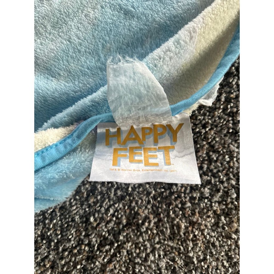 Very Rare HTF Happy Feet Penguins Big Throw Blanket Lovey 52x62