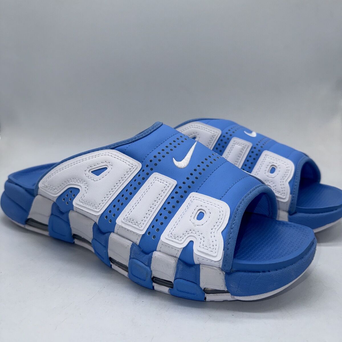 NEW Nike Air More Uptempo Slide NA University Blue White NEW Nike Air More Uptempo Slide NA University Blue White