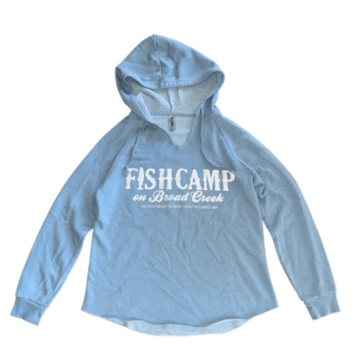 Fishcamp On Broad Creek Hilton Head Island Hooded Pull Over Sweater Size Small