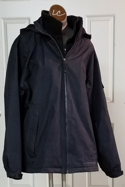 FREE COUNTRY MEN'S LARGE BLACK COAT, FLEECE LINED, W/DETACHABLE HOOD, RN 82608 | eBay
