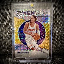 2020-21 Panini Mosaic Trae Young Men of Mastery Gold Prizm /10 SP SSP Ice Rare