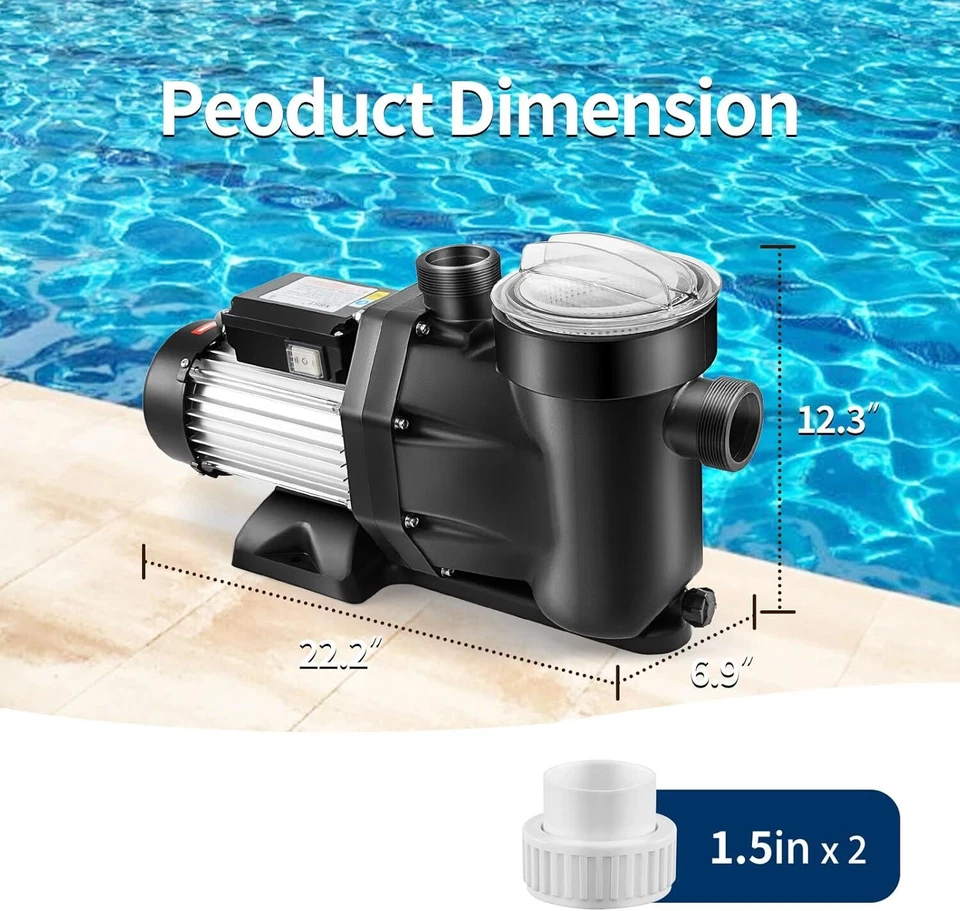 Hayward 2.0HP 2-Speed Swimming Pool Pump w/Motor Strainer Basket In/Above Ground - Image 4 of 4