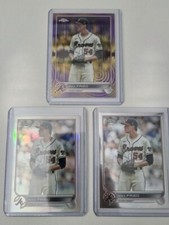 Max Fried 3 Card Lot - 2022 Topps Chrome Sonic Purple&Yellow /299,Refractor/Base