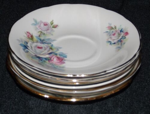 Lot x6 Vintage Saucers Bone China English Floral - Queen Anne Salisbury Sadler + - Picture 1 of 14