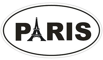 Paris Oval Bumper Sticker or Helmet Sticker D804 Euro France Oval Eiffel Tower