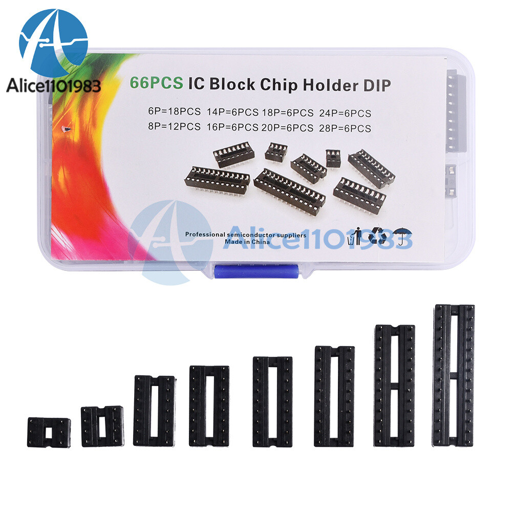 66PCS IC Chips Holder IC Socket Chip Base 8 Kinds of