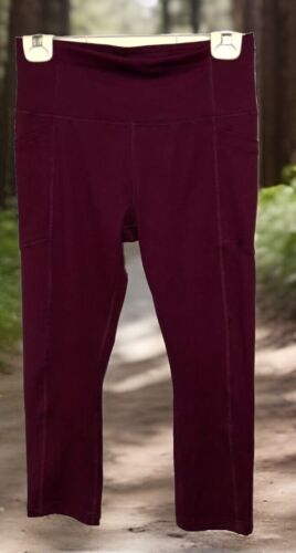 AVIA Cropped Leggings Purple High Waist Side Pockets Capri Womens Size S 4-6