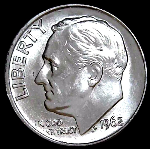 1962-P 10C Roosevelt Dime BU 90% Silver 23utc0302-1