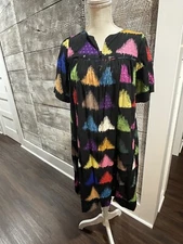 Women's Go Softly Patio Dress SIZE Small~ BOHO Colorful House Dress Mumu POCKETS