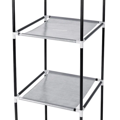 64" Portable Closet Storage Organizer Wardrobe Clothes Rack with Shelves Gray - Picture 8 of 19